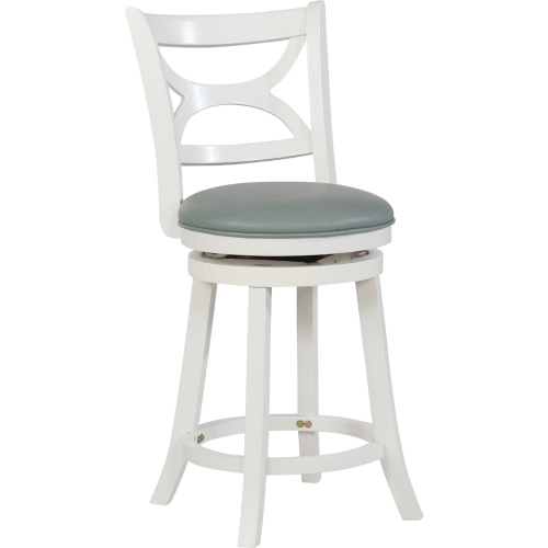 Sawyer Counter Stool in Cream Wood w/ Light Blue Leatherette